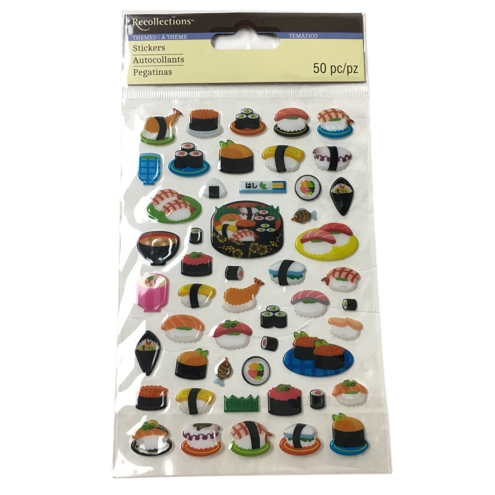 RECOLLECTIONS Stickers Sushi Themed Puffy Scrapbooking Planner Craft Journal 50